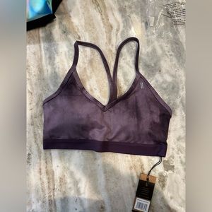 V neck purple sports bra -small
